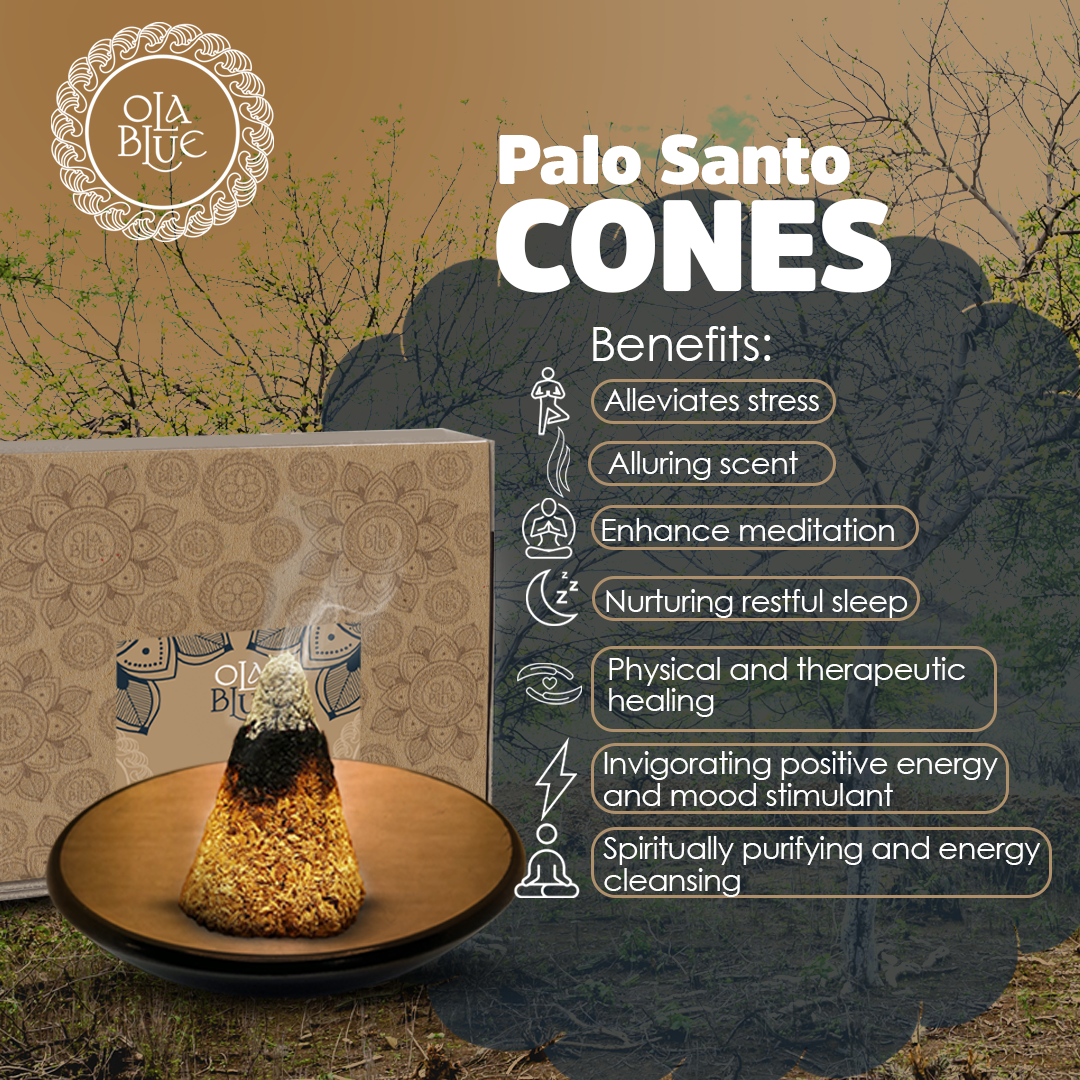 Palo Santo Incense Cones (12 Pack) – Premium Aromatic Cones from Peru | Ola Blue