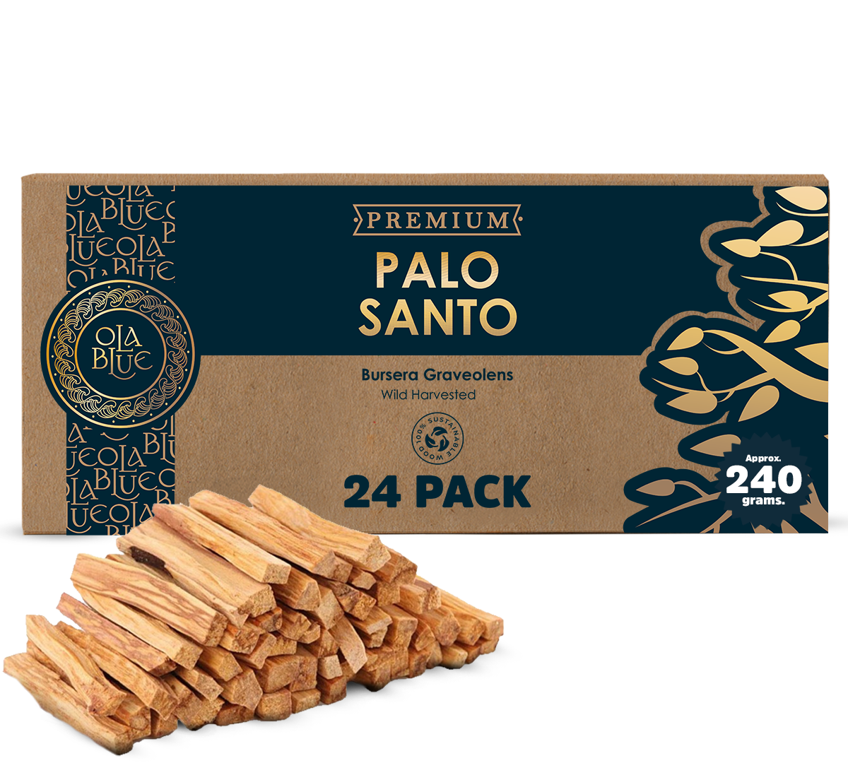 Palo Santo Smudging Sticks (Approx 240 Grams|8 Oz) from Peru -100% Natural Incense, Premium High Resin for Spiritual Cleansing-Substantially Hand-Picked Ethically Wild Harvested-Sustainable Packaging