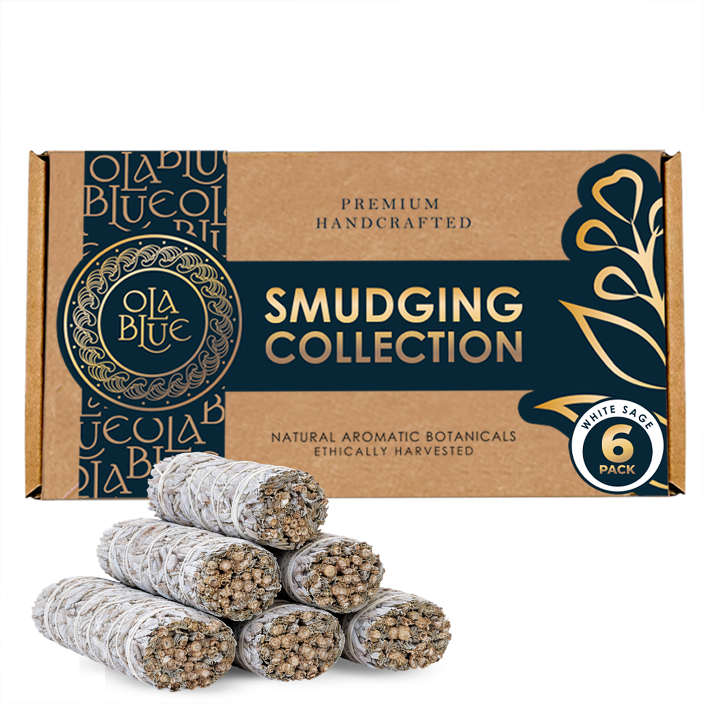 White Sage Smudging Sticks (6 Pack) – Premium Handcrafted Sage Bundles | Ola Blue