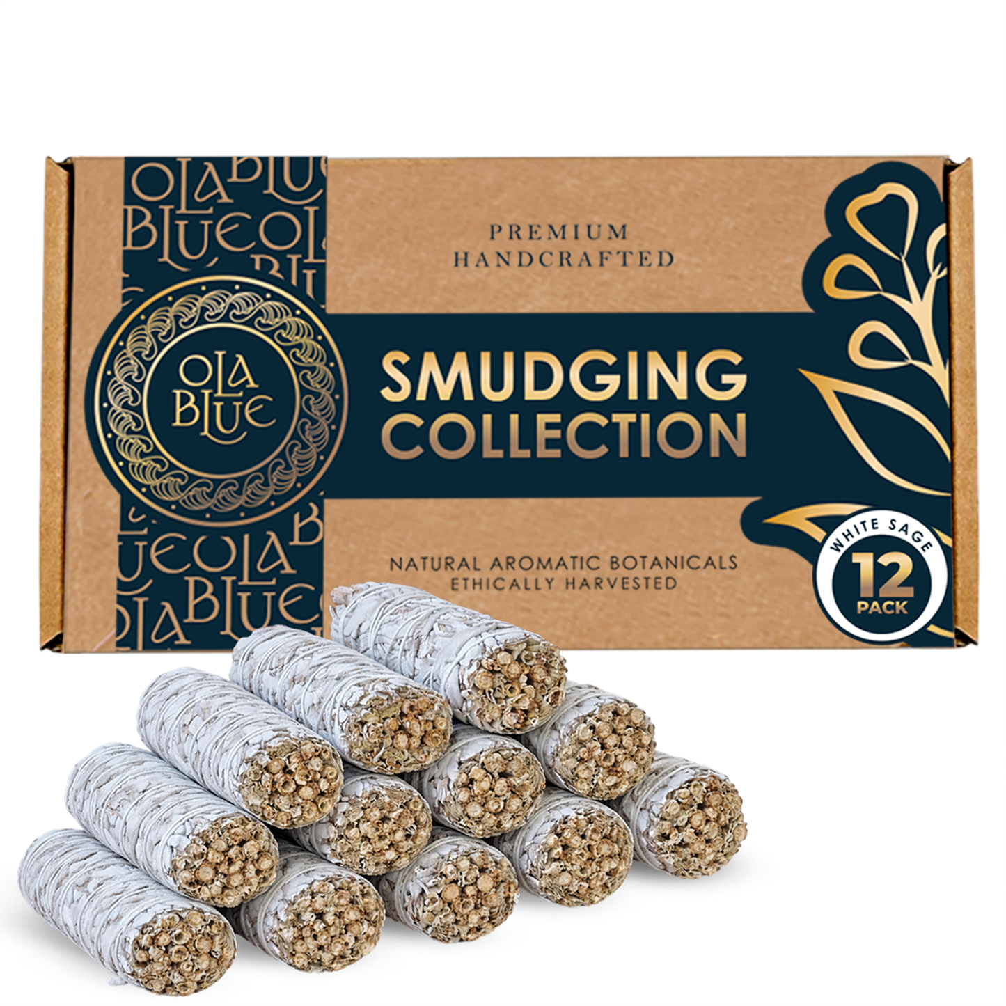 White Sage Smudging Sticks (12 Pack) – Premium Handcrafted Sage Bundles | Ola Blue