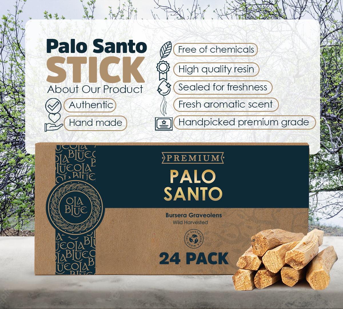 Palo Santo Sticks Premium Resin (Approx. 240 Grams)