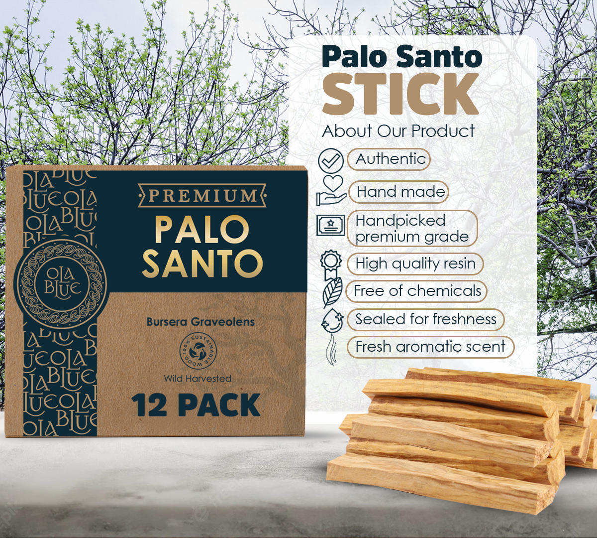 Palo Santo Sticks Premium Resin (12-Pack)